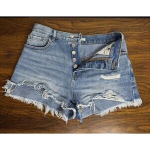 Pacsun Women's Vintage High Rise Distressed Booty Shorts Size 25"Button Fly Jean